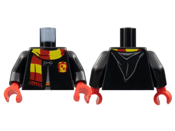Torso Hogwarts Robe Clasped with Gryffindor Shield and Scarf Pattern / Black Arms / Red Hands