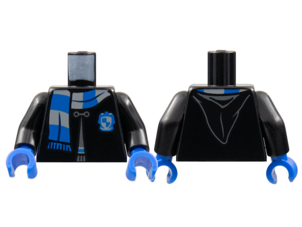 Torso Hogwarts Robe Clasped with Ravenclaw Shield and Scarf Pattern / Black Arms / Blue Hands
