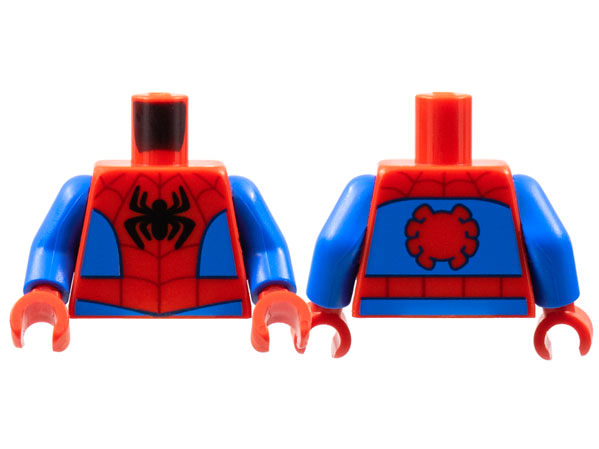 Torso Black Spider, Dark Red Webbing, Blue Side Panels, Red Spider on Back Pattern / Blue Arms / Red Hands