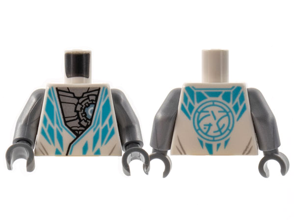 Torso Tunic, Flat Silver Robot Chest, Medium Azure Diamond Trim and Core Logo on Back Pattern / Flat Silver Arms / Dark Bluish Gray Hands