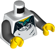 Torso Fur with Panda Head over Dark Turquoise Shirt Pattern / Black Arms / Yellow Hands