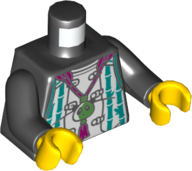 Torso Tunic, White with Dark Turquoise Bamboo, Magenta Neckerchief with Panda Head Pattern / Black Arms / Yellow Hands