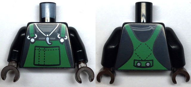 Torso Green Overalls with Claw Necklace Pattern / Black Arms / Dark Brown Hands