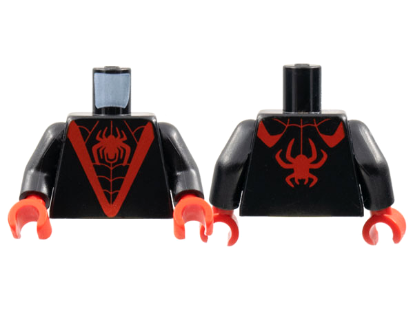 Torso Red 'V', Spider, and Webbing Pattern / Black Arms / Red Hands