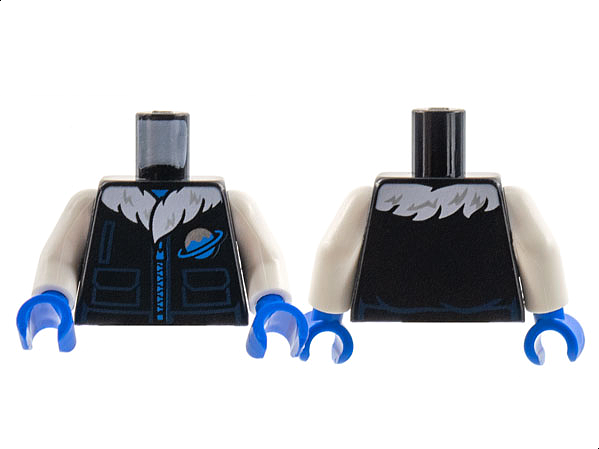 Torso Coat, White Fur Lining, Blue Zipper, Dark Blue Pockets, Ice Planet Logo Pattern / White Arms / Blue Hands