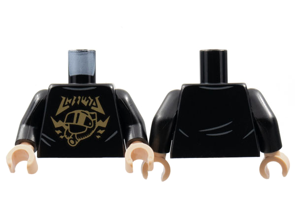 Torso Band Shirt, Dark Tan Lettering and Diving Helmet Pattern / Black Arms / Light Nougat Hands