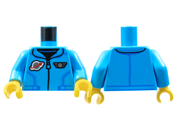 Torso Jacket with Collar and Zipper, Classic Space Logo, Silver Wings Pin Pattern / Dark Azure Arms / Yellow Hands