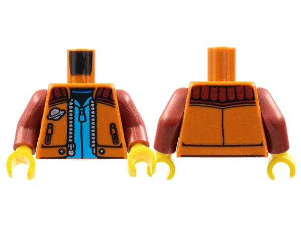 Torso Jacket with Dark Red Shoulders, Silver Classic Space Logo, Dark Azure Shirt Pattern / Dark Red Arms / Yellow Hands