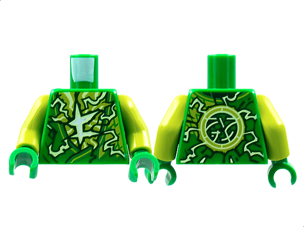 Torso Tunic, Lime and Yellowish Green Energy, Ninjago Logogram Letter L Pattern / Lime Arms / Green Hands