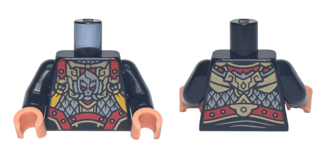 Torso Red, Gold, and Silver Armor, Buckles, and Straps, and Monkey Head Pattern / Black Arms / Nougat Hands