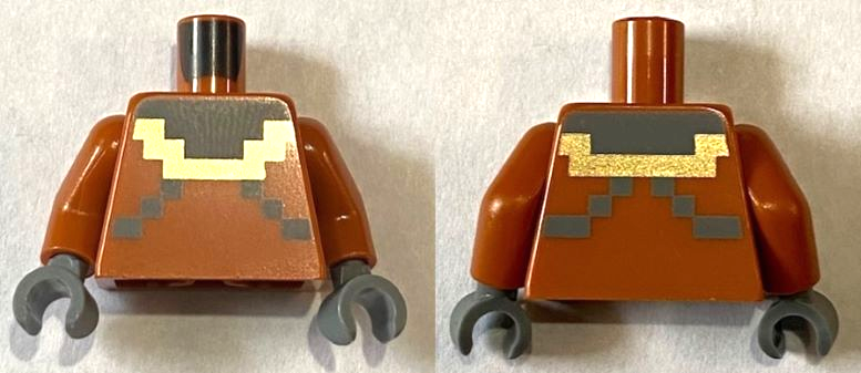 Torso Pixelated Dark Bluish Gray and Gold Diver Suit Pattern / Dark Orange Arms / Dark Bluish Gray Hands