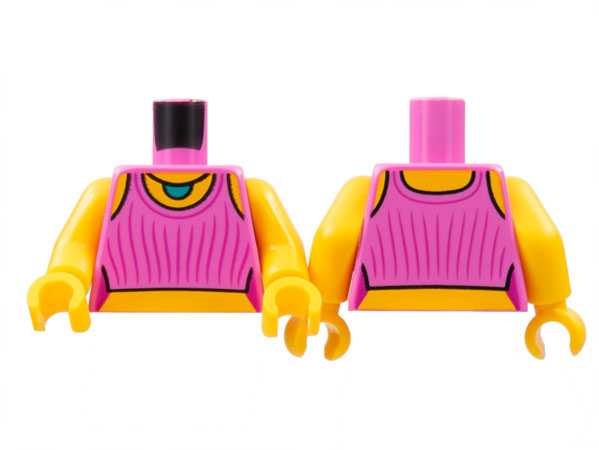 Torso Tank Top, Dark Turquoise Pendant Necklace, Bright Light Orange Neck and Midriff Pattern / Bright Light Orange Arms / Bright Light Orange Hands