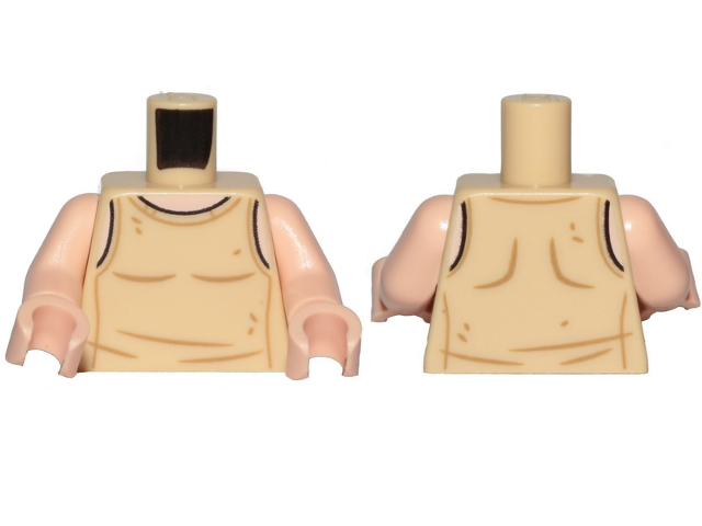 Torso SW Tan Undershirt, Creased Pattern (Luke Skywalker) / Light Nougat Arms / Light Nougat Hands
