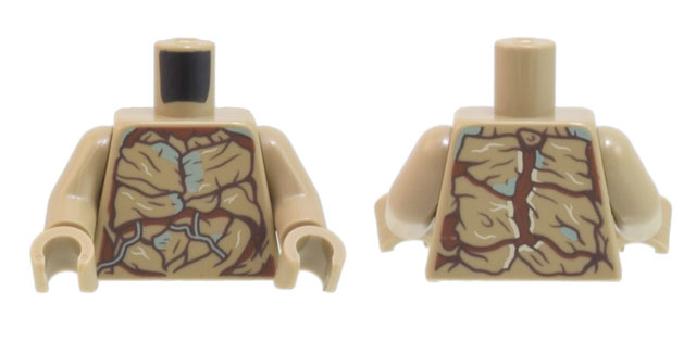 Torso Dark Tan and Reddish Brown Tree Bark Plates, Sand Green Moss and Vines Pattern / Dark Tan Arms / Dark Tan Hands