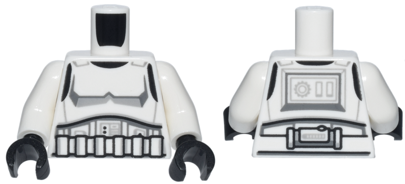 Torso SW Armor Stormtrooper, Simplified Armor with Shoulder Belts Pattern / White Arms / Black Hands