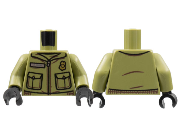 Torso Jacket with Pockets, Gold Badge, Silver Zipper and Name Plate Pattern / Olive Green Arms / Black Hands