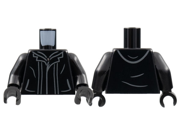 Torso Jacket with Hood, Silver Zipper, Dark Bluish Gray Collar, Hem, and Pocket Outlines Pattern / Black Arms / Black Hands