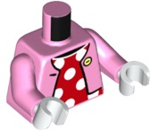 Torso Open Jacket with Button over Red Dress with White Polka Dots Pattern / Bright Pink Arms / White Hands