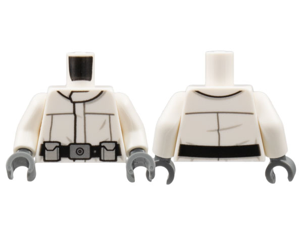 Torso SW Imperial Crew Uniform Jacket with Wide Black Belt, Large Silver Buckle, and Light Bluish Gray Boxes Pattern / White Arms / Dark Bluish Gray Hands