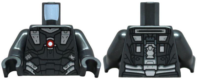 Torso Armor, Silver Trim, Red and White Circle Arc Reactor Pattern / Pearl Dark Gray Arms / Pearl Dark Gray Hands