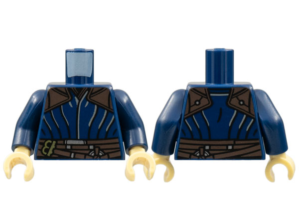 Torso Dark Brown Shoulders and Belt, Black Vertical Stripes Pattern / Dark Blue Arms / Tan Hands