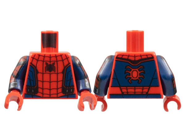 Torso Black Spider and Webbing, Dark Blue Side Panels Pattern / Dark Blue Arms with Red Panels, Black Chevrons Pattern / Red Hands