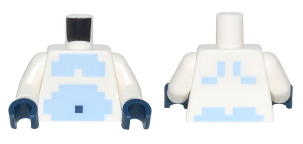 Torso Pixelated Bright Light Blue Bare Chest and Stomach, Dark Blue Navel Pattern / White Arms / Dark Blue Hands