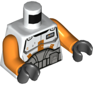 Torso SW Armor Clone Trooper Commander with Light Bluish Gray and Orange Markings and Belt with Boxes Pattern (Cody) / Orange Arms / Black Hands