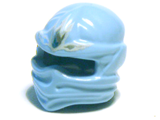 Minifigure, Headgear Ninjago Wrap Type 1 with White, Silver and Metallic Cyan Shards Ice Energy Pattern