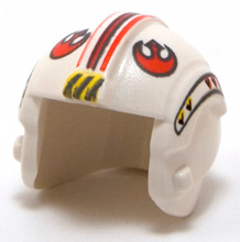 Minifigure, Headgear Helmet SW Rebel Pilot with Red Rebel Alliance Symbol, Stripes and Side Pattern