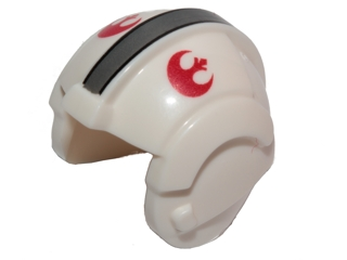 Minifigure, Headgear Helmet SW Rebel Pilot with Dark Bluish Gray Stripe and Red Rebel Alliance Symbol Pattern (Will Scotian)