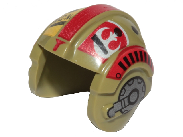 Minifigure, Headgear Helmet SW Rebel Pilot with Red Stripes, White Rebel Alliance Symbol and Gray Headset Pattern (Resistance Bombardier)