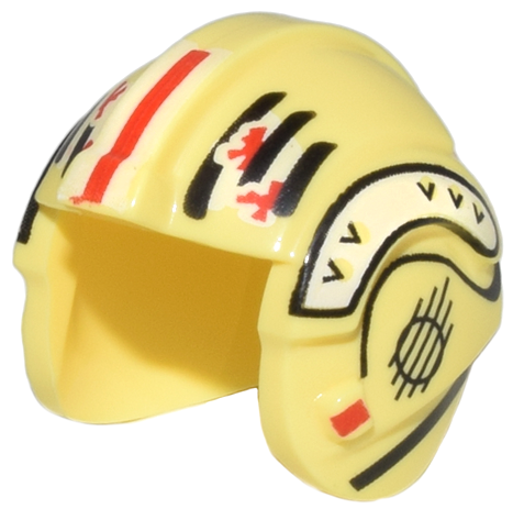Minifigure, Headgear Helmet SW Rebel Pilot with Red, White, and Black Lines and Markings Pattern (Garven Dreis, Red Leader)
