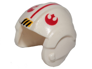 Minifigure, Headgear Helmet SW Rebel Pilot with Red Rebel Alliance Symbol and Stripe Pattern